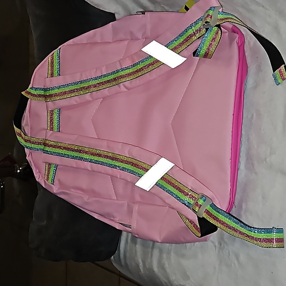 Kids Pastels Pink Blue Yellow Peace Sign Hand Hearts Laptop Sleeve Backpack Bag - Picture 2 of 9